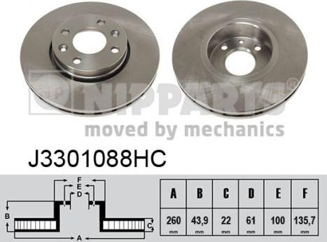 Nipparts J3301088HC - Тормозной диск autosila-amz.com