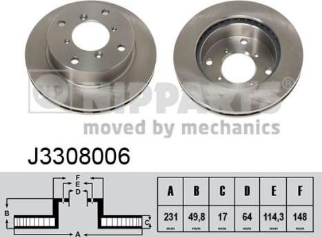 Nipparts J3308006 - Тормозной диск autosila-amz.com