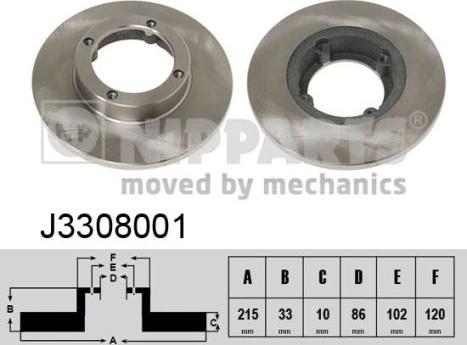 Nipparts J3308001 - Тормозной диск autosila-amz.com