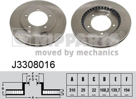 Nipparts J3308016 - Тормозной диск autosila-amz.com