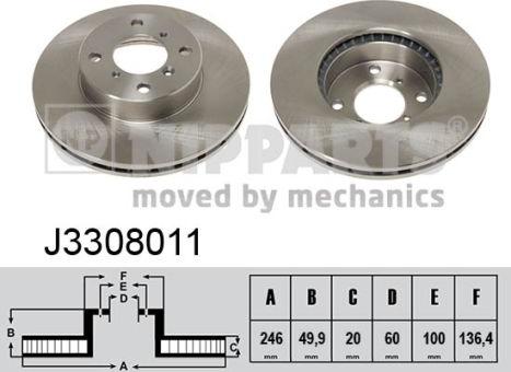 Nipparts J3308011 - Тормозной диск autosila-amz.com