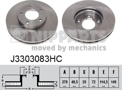 Nipparts J3303083HC - Тормозной диск autosila-amz.com