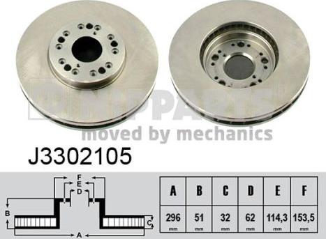 Nipparts J3302105 - Тормозной диск autosila-amz.com