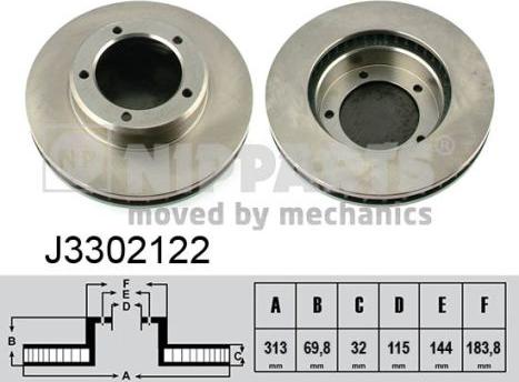 Nipparts J3302122 - Тормозной диск autosila-amz.com