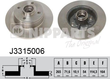 Nipparts J3315006 - Тормозной диск autosila-amz.com