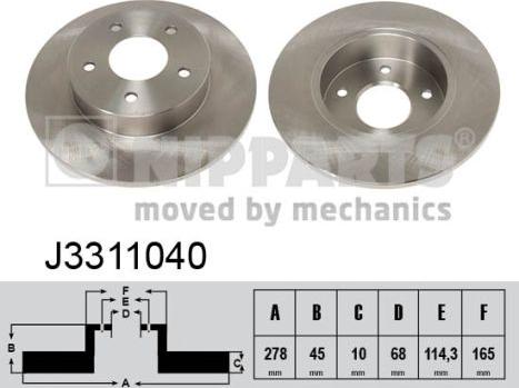 Nipparts J3311040 - Тормозной диск autosila-amz.com