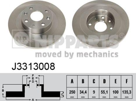 Nipparts J3313008 - Тормозной диск autosila-amz.com