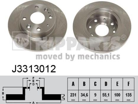 Nipparts J3313012 - Тормозной диск autosila-amz.com