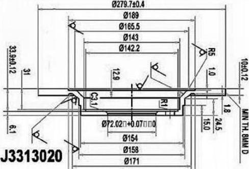 Nipparts J3313020 - Тормозной диск autosila-amz.com