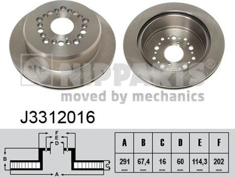 Nipparts J3312016 - Тормозной диск autosila-amz.com