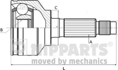 Nipparts J2830502 - Шарнирный комплект, ШРУС, приводной вал autosila-amz.com