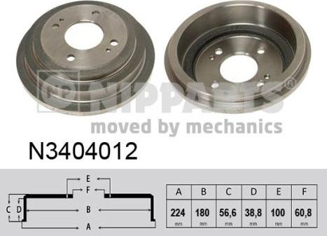 Nipparts N3404012 - Тормозной барабан autosila-amz.com