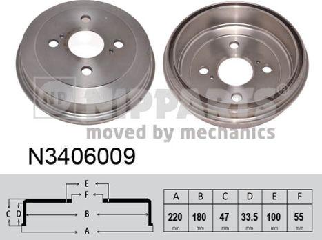 Nipparts N3406009 - Тормозной барабан autosila-amz.com