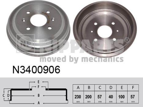 Nipparts N3400906 - Тормозной барабан autosila-amz.com