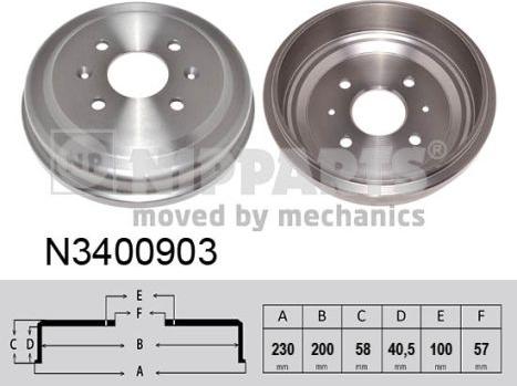 Nipparts N3400903 - Тормозной барабан autosila-amz.com