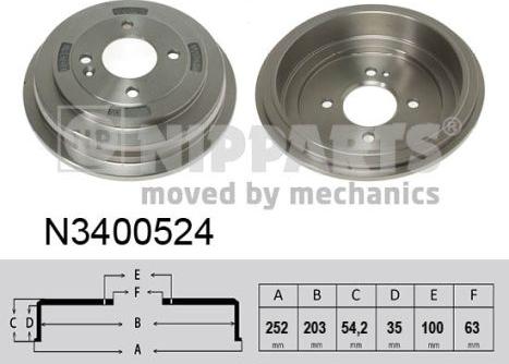 Nipparts N3400524 - Тормозной барабан autosila-amz.com