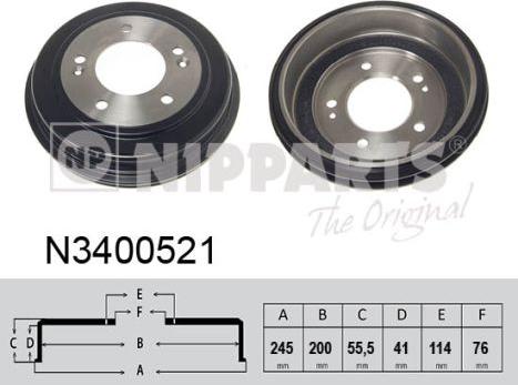 Nipparts N3400521 - Тормозной барабан autosila-amz.com