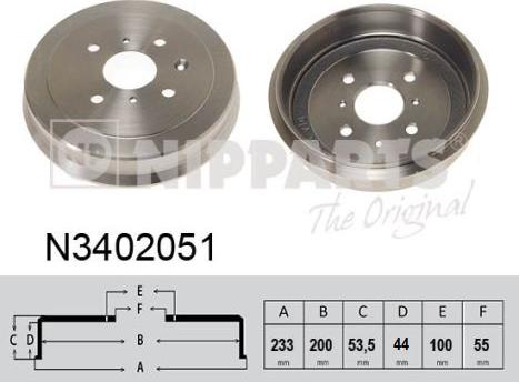 Nipparts N3402051 - Тормозной барабан autosila-amz.com