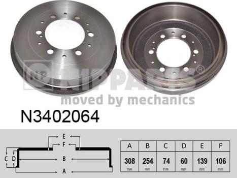 Nipparts N3402064 - Тормозной барабан autosila-amz.com