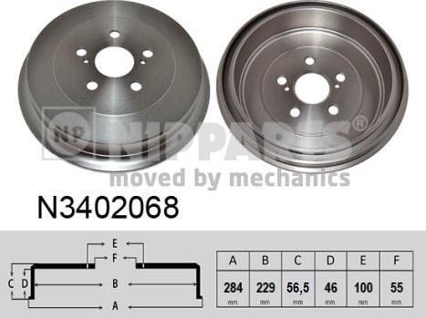 Nipparts N3402068 - Тормозной барабан autosila-amz.com