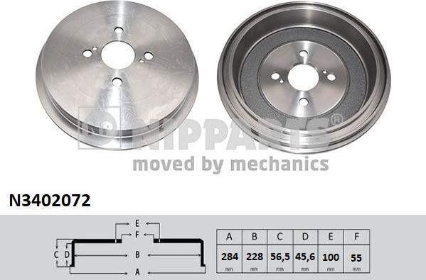 Nipparts N3402072 - Тормозной барабан autosila-amz.com