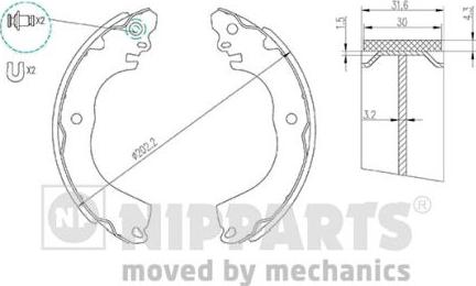 Nipparts N3505049 - Комплект тормозных колодок, барабанные autosila-amz.com