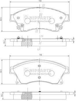 Nipparts N3600914 - колодки дисковые передние!\ Opel Astra, Chevrolet Cruze 1.4-2.0 09> autosila-amz.com