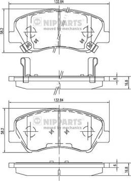 Nipparts N3600550 - Тормозные колодки, дисковые, комплект autosila-amz.com