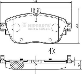 Nipparts N3601114 - Тормозные колодки, дисковые, комплект autosila-amz.com