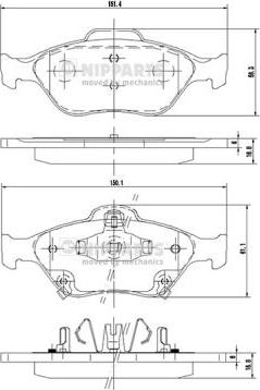 Nipparts N3602130 - Тормозные колодки, дисковые, комплект autosila-amz.com