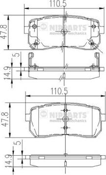 Nipparts N3610308 - Тормозные колодки, дисковые, комплект autosila-amz.com