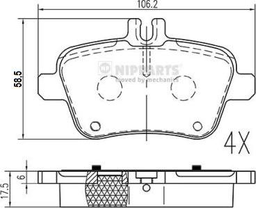 Nipparts N3611063 - Тормозные колодки, дисковые, комплект autosila-amz.com