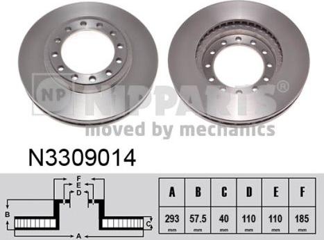 Nipparts N3309014 - Тормозной диск autosila-amz.com