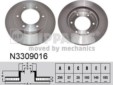 Nipparts N3309016 - Тормозной диск autosila-amz.com