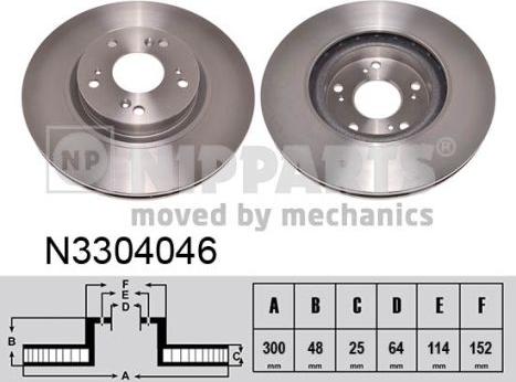 Nipparts N3304046 - Тормозной диск autosila-amz.com