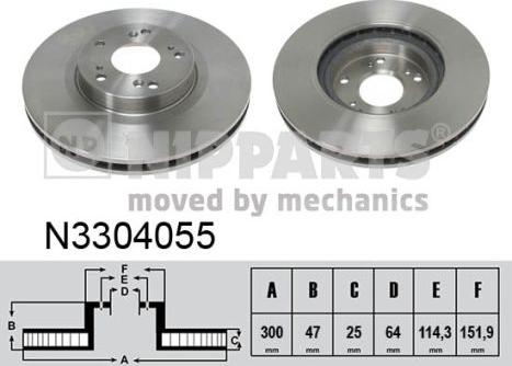 Nipparts N3304055 - Тормозной диск autosila-amz.com