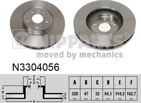 Nipparts N3304056 - Тормозной диск autosila-amz.com