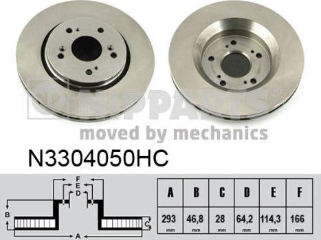 Nipparts N3304050HC - Тормозной диск autosila-amz.com