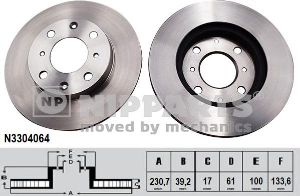 Nipparts N3304064 - Тормозной диск autosila-amz.com