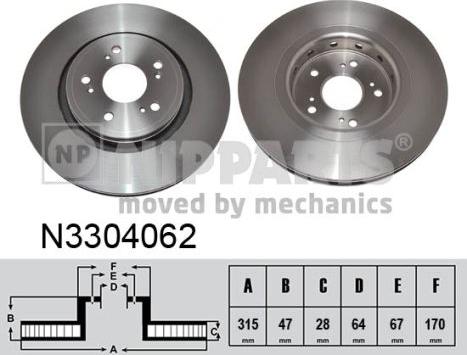 Nipparts N3304062 - Тормозной диск autosila-amz.com