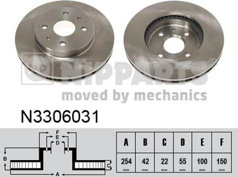 Nipparts N3306031 - Тормозной диск autosila-amz.com