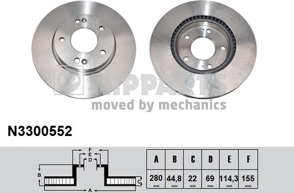 Nipparts N3300552 - Тормозной диск autosila-amz.com