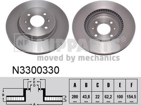 Nipparts N3300330 - Тормозной диск autosila-amz.com