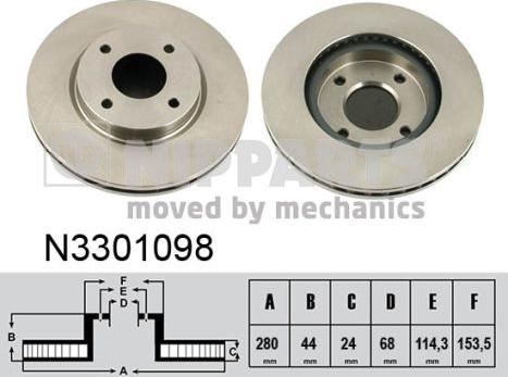 Nipparts N3301098 - Тормозной диск autosila-amz.com