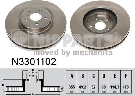 Nipparts N3301102 - Тормозной диск autosila-amz.com