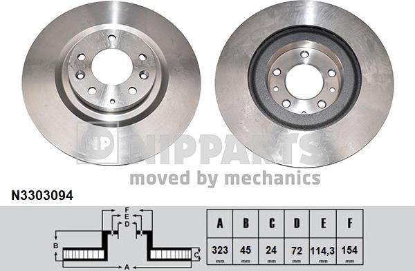 Nipparts N3303094 - Тормозной диск autosila-amz.com