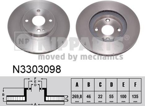 Nipparts N3303098 - Тормозной диск autosila-amz.com