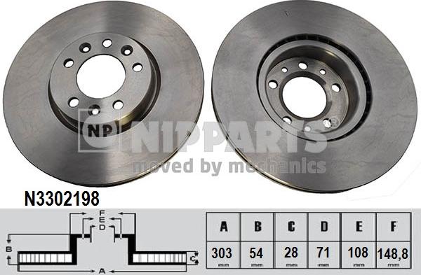 Nipparts N3302198 - Тормозной диск autosila-amz.com
