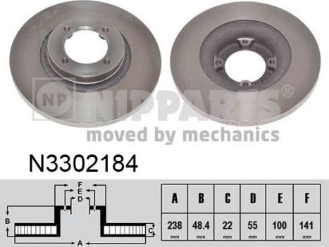 Nipparts N3302184 - Тормозной диск autosila-amz.com