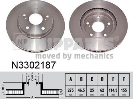 Nipparts N3302187 - Тормозной диск autosila-amz.com